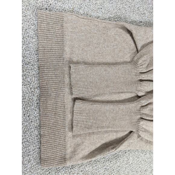 LN 100%CASHMERE MEDIUM WEIGHT Cullen balloon sleeve cardigan sweater Beige - Picture 11 of 14